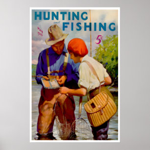 Affiche de chasse de man cave Art de pêche Impress
