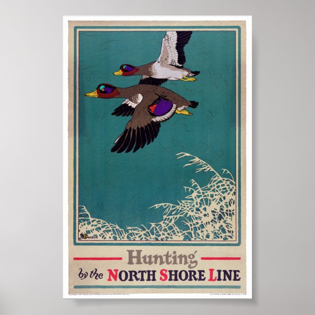 Affiche de chasse vintage restaurée (Devant)
