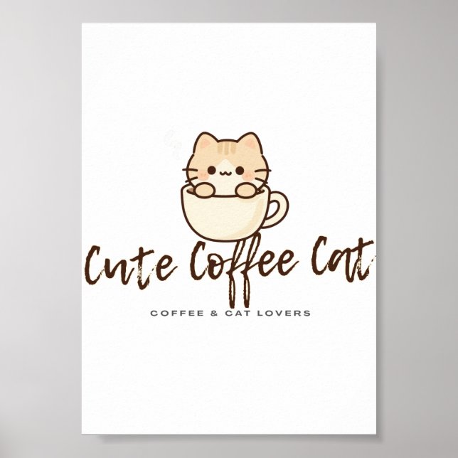 Affiche de chat de café mignon – Mur d'amour de ca (Devant)
