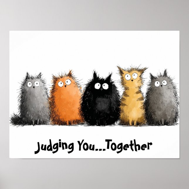 Affiche de chat de dessin animé 16 x 12 (Devant)