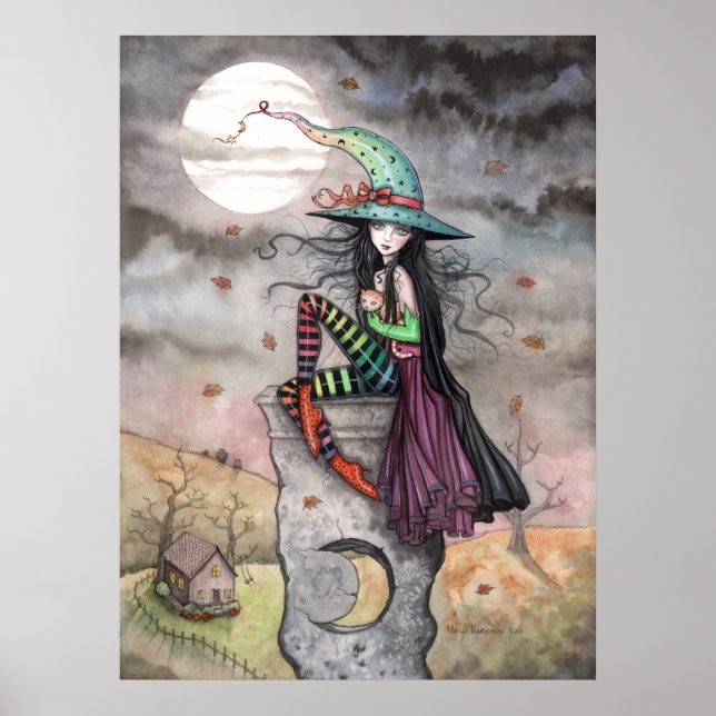 Affiche de chat de sorcière d'Halloween Enchanted  (Devant)