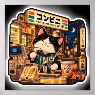Affiche de chat de supérette japonaise Magasin d