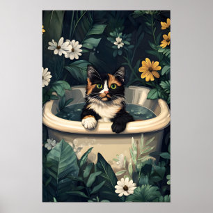 Affiche De Chat Drôle Écaille De Tortue Dans La Ba