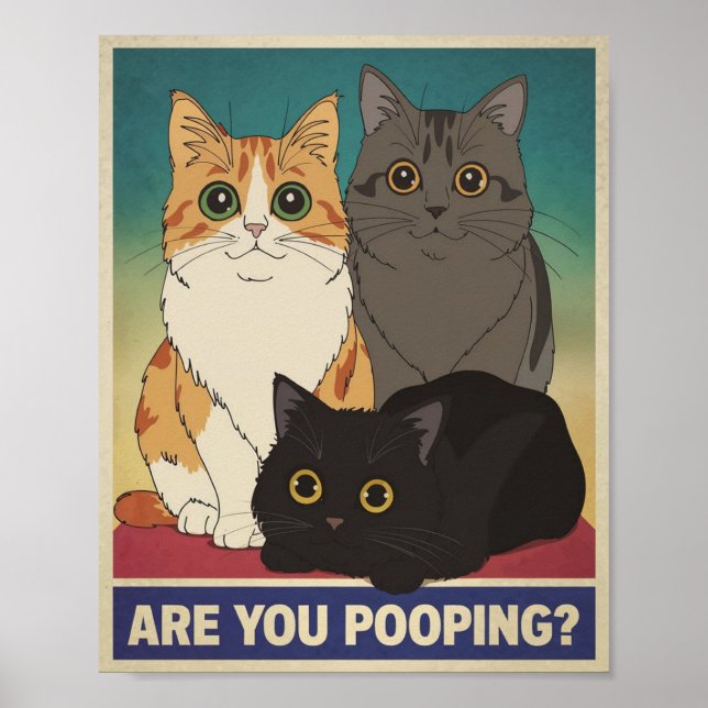 Affiche de chat drôle | Est-ce que tu fais caca ?  (Devant)