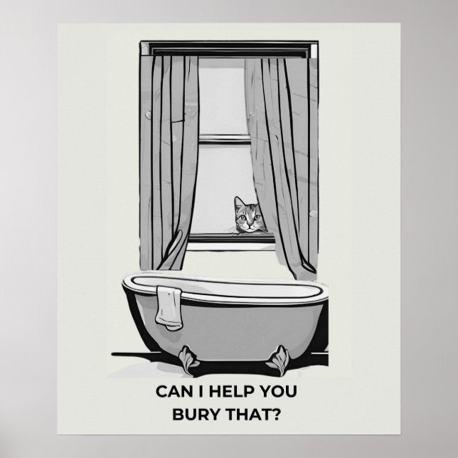 Affiche de chat drôle - "Puis-je vous aider à ente (Devant)