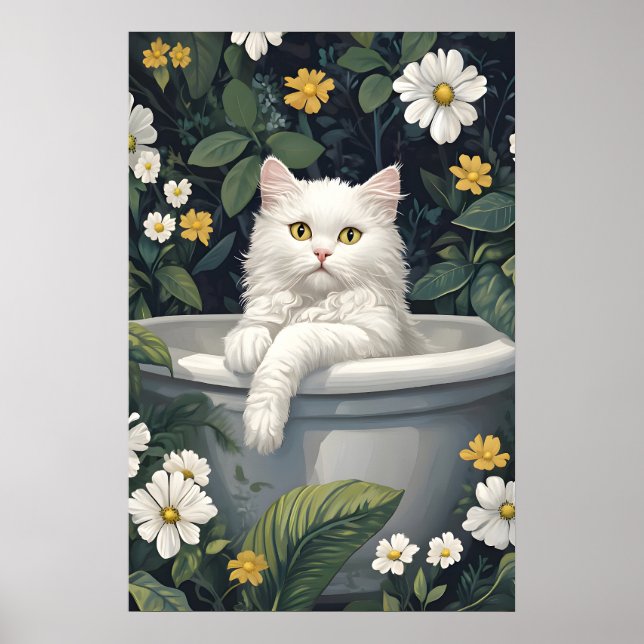 Affiche de chat drôle Selkirk Rex dans la baignoir (Devant)