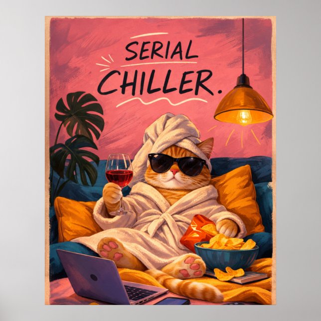Affiche de chat drôle Série Frisson Confortable Ar (Devant)