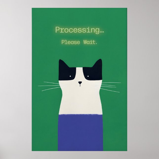 Affiche de chat drôle 'Traitement' Impression d'ar (Devant)