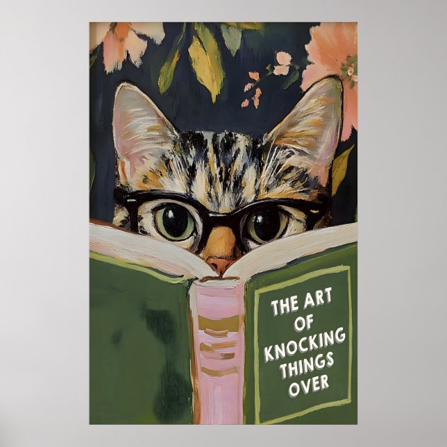 Affiche de chat excentrique lisant une affiche de  (Devant)