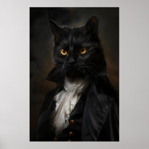 Affiche de chat gothique en costume Art victorien