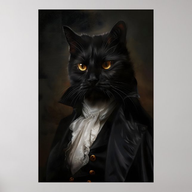 Affiche de chat gothique en costume Art victorien  (Devant)