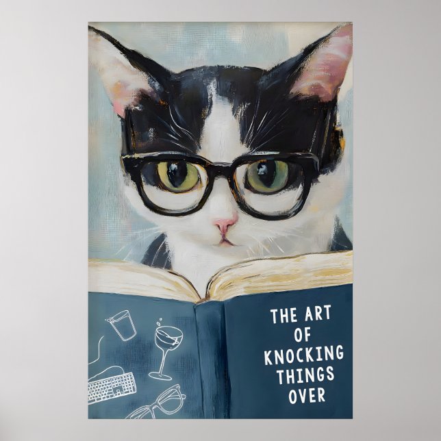 Affiche de chat humoristique lisant une affiche de (Devant)