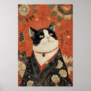 Affiche de chat japonaise vintage drôle d'art mura