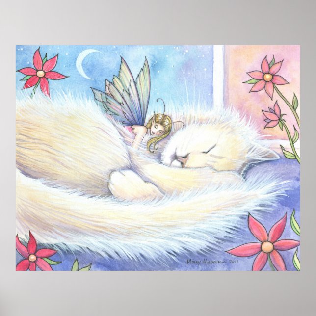 Affiche de chat mignon et de fée par Molly Harriso (Devant)