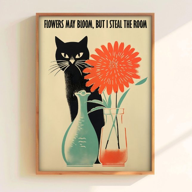 Affiche de chat noir imprimable Art de chat rétro  (Créateur téléchargé)