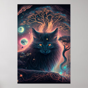Affiche de chat noir mystique Art de sorcière 1