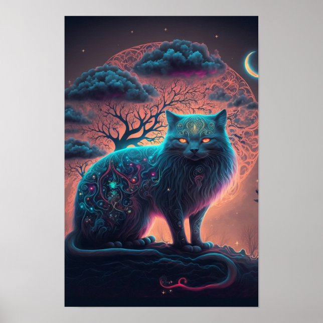 Affiche de chat noir mystique | Art sorcier 2 (Devant)