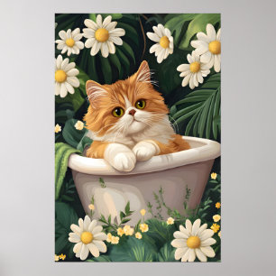 Affiche de chat persan dans la baignoire, Affiche