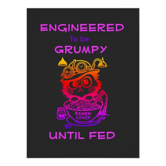 Affiche de chat Ramen Steampunk (Devant)