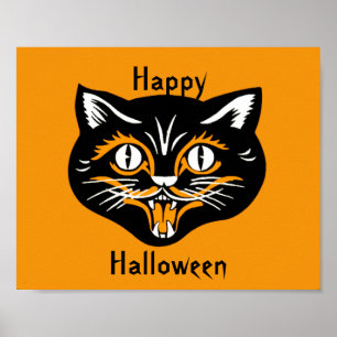 Affiche de chat vintage Halloween