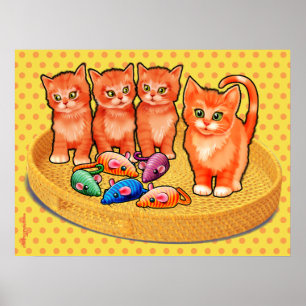 Affiche de chatons cuites avec design de 4 chatons
