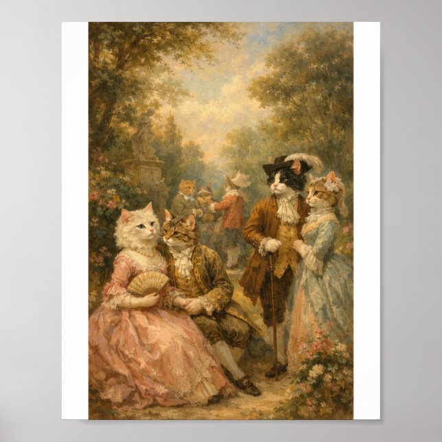 Affiche de Chats au Jardin Rococo (Devant)