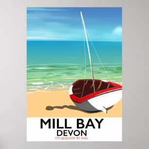 Affiche de chemin de fer Mill Bay Devon