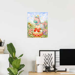 Affiche de cheval d'anniversaire mignonne – Aquare