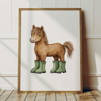 Affiche de cheval en bottes vert sauge Décoration