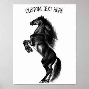 Affiche de cheval sauvage noir droit Votre texte /