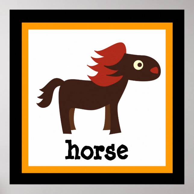 Affiche de chevaux mignons pour enfants et bébés S (Devant)
