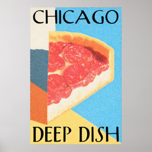 Affiche de Chicago Deep Dish Retro Pizza Art Print