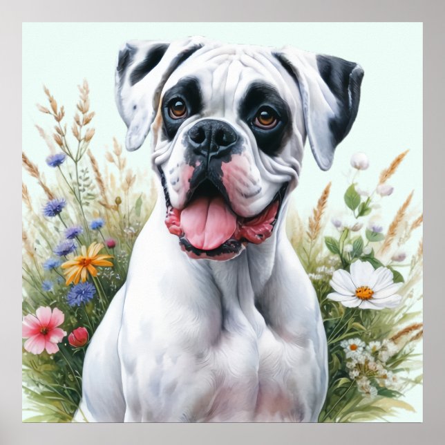 Affiche de chien Boxer aimant s'amuser (Devant)