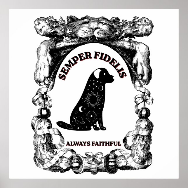 Affiche de chien céleste vintage Semper Fidelis (Devant)