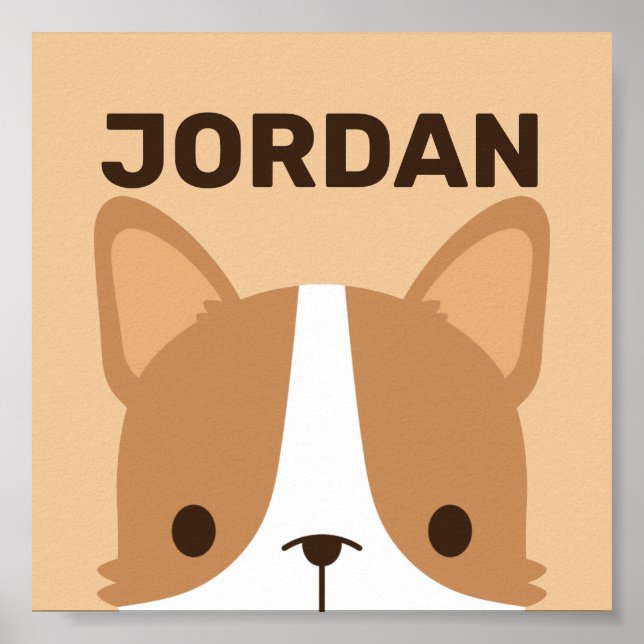 Affiche de chien Corgi mignon avec nom personnalis (Devant)