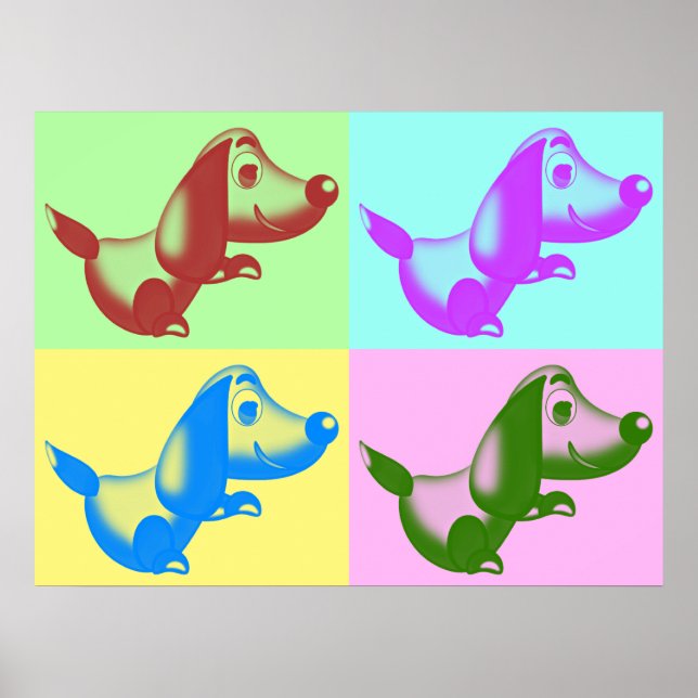 Affiche de chien de dessin animé Pop Art (Devant)