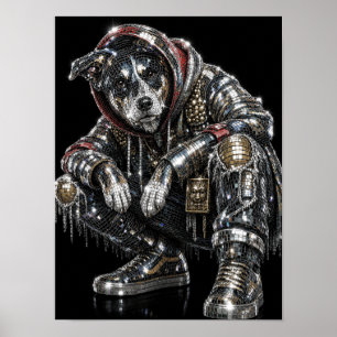 Affiche de chien en mosaïque disco Art mural mod