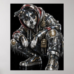 Affiche de chien en mosaïque disco Art mural mod