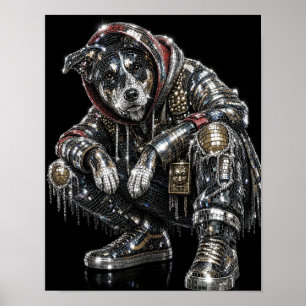 Affiche de chien en mosaïque disco Art mural mod