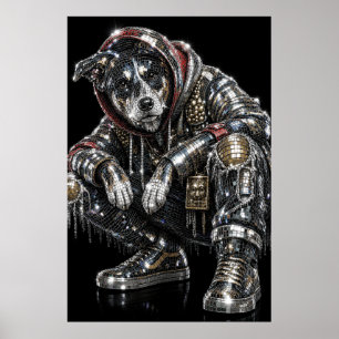 Affiche de chien en mosaïque disco Art mural mod