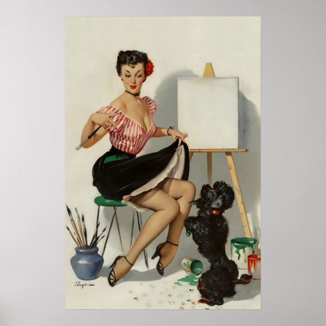 Affiche de chien pin-up d'Elvgren des années 1950  (Devant)