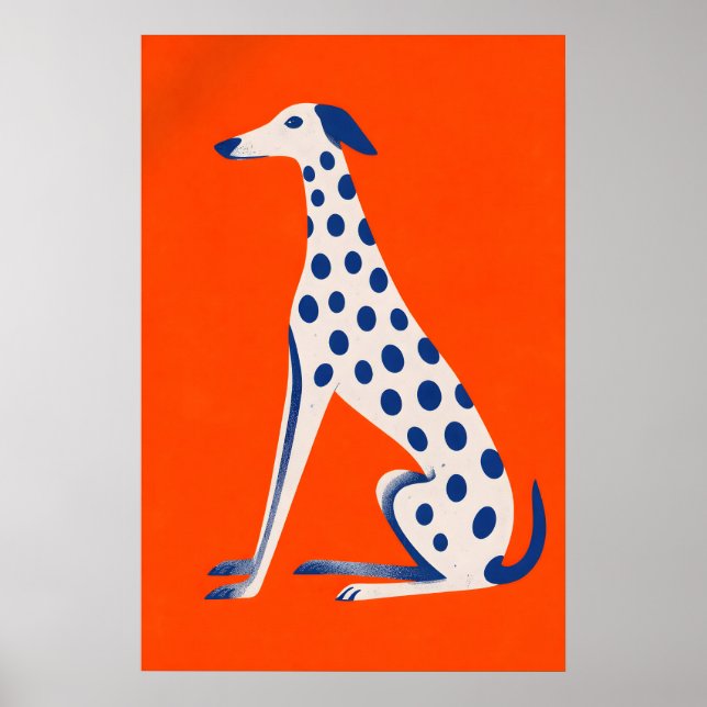 Affiche de chien tacheté, fond orange, fantaisiste (Devant)