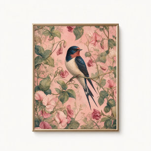 Affiche de Chinoiserie Pois de Senteur Hirondelle