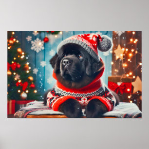Affiche de chiot Newfie de vacances