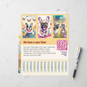 affiche de chiots à vendre avec code QR orange