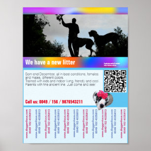 Affiche de chiots à vendre avec QR code