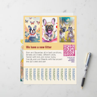 Affiche de chiots à vendre avec QR code orange