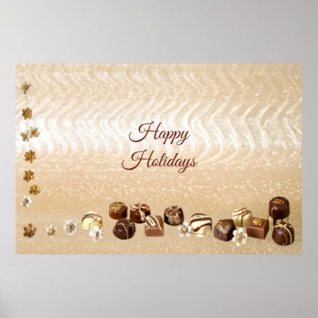 Affiche de chocolats assortis avec fleurs décorati (Devant)