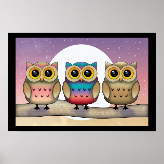 Affiche de chouette mignonne (Devant)
