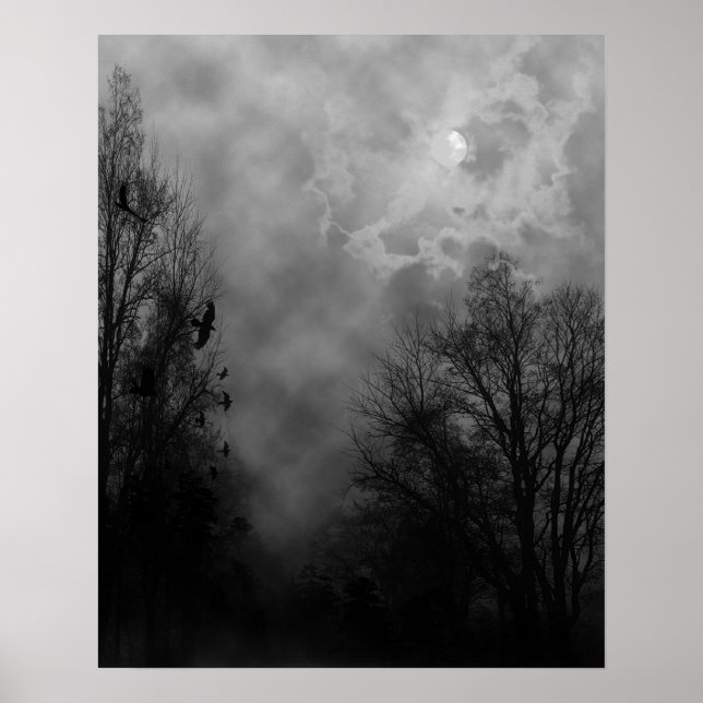 Affiche de ciel d'Halloween avec corbeaux (Devant)